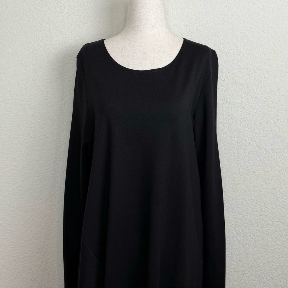 Bryn Walker Nada Black Asymmetrical Hem Long Sleeve Lagenlook Tunic Dress M - Picture 2 of 11